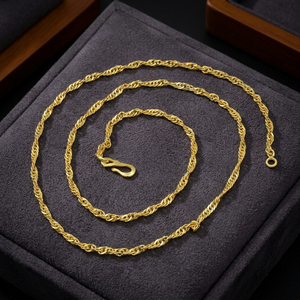 Wholesale 14K 18K 24K Micron Gold Plated Twisted Rope Chain Necklaces Modern Chain Design Twisted Style Fashion Chain Necklaces - Product Image 4