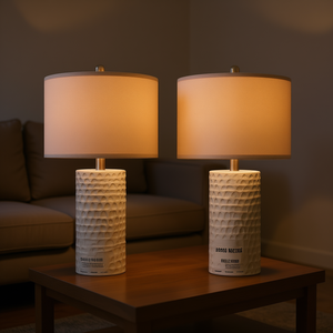 Juego de 2 Lámparas de Mesa Modernas de Cerámica con Pantalla de Lino Beige, E26 LED 2700K, para Decoración de Sala de Estar - Product Image 2