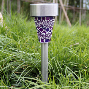Solar Garden <b>Light</b> Blue Mosaic <b>LED</b> Outdoor Waterproof Stake <b>Light</b> For Lawn Decoration - Product Image 3