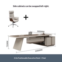Bureau de direction commercial Foshan, design simple et moderne, en PVC, avec boîte à câbles et armoire latérale, ensemble de meubles modèle 220