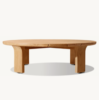 Meubles en teck faits à la main au design moderne, table basse ronde d'extérieur, table ronde en bois massif