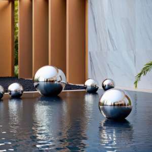 300MM d'épaisseur 1MM en acier inoxydable bricolage décoration <span class=keywords><strong>murale</strong></span> motif abstrait Art déco Style boule paysage <span class=keywords><strong>fontaine</strong></span> jardin ornements - Product Image 4