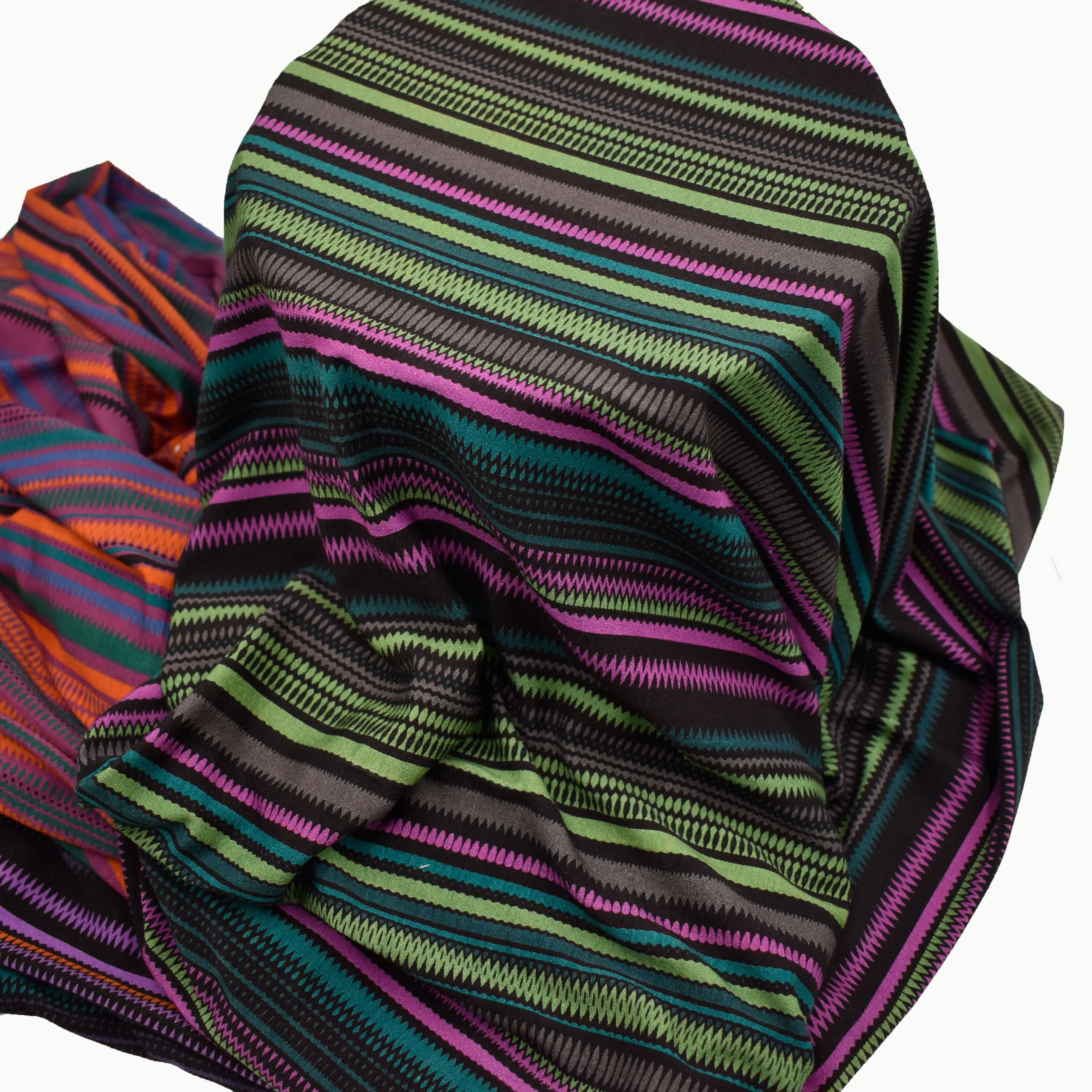 Tekstil profesional 95% Rayon 5% spandeks kain rajut garis kain pakaian cetak Digital untuk gaun