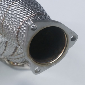 High Flow 304 Stainless Steel Reducing Straight Downpipe for Audi S4 S5 B9 3.0T 2019-2022 Rongdi 1.5mm <b>Brushed</b> TIG Welded - Product Image 2