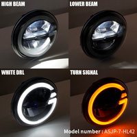Phare LED rond de 7 pouces Dynamic Start up avec DRL en forme de G, clignotant ambre, 80W, faisceau haut/bas, homologué DOT pour SUV tout-terrain et moto