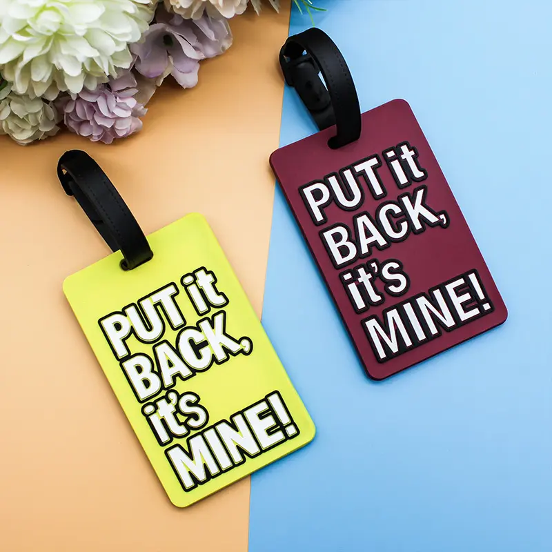 Wholesale new English letters pvc soft rubber luggage tag fashion silicone hang tag travel luggage hanging luggage tag