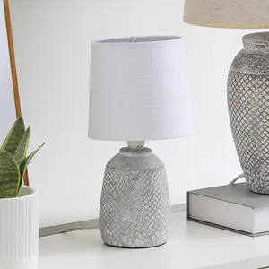 होटल एलईडी इनडोर प्रकाश रात्रिस्तंभ दीपक ग्रे सिरेमिक कार्यालय बेडसाइड टेबल लैंप में स्टॉक - Product Image 3