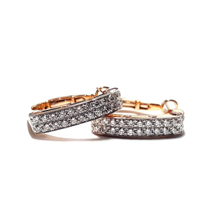 Hong Kong KOK Production rapide 14k or Rose massif réel VS SI diamant bijoux fins Huggie cerceaux Clip sur boucles d'oreilles mignonnes pour les femmes - Product Image 1