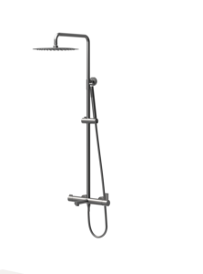 Ensemble de douche mural 3 fonctions, 67906, avec joystick, finition Chrome/Noir mat/Or brossé, incluant pommeau pluie, douchette à main et bec de baignoire - Product Image 5