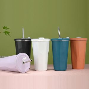 Gradient Color 600ml Insulated Coffee Tumbler , Stainless Steel <b>Cup</b> with <b>Lid</b> <b>and</b> <b>Straw</b> - Product Image 1