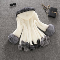 Manteau à capuche en fausse fourrure pour femme, Parka d'hiver grande taille