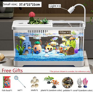 家庭用水槽、一体型ろ過・エアレーション機能付き卓上生態循環水槽、蓋付き - Product Image 3