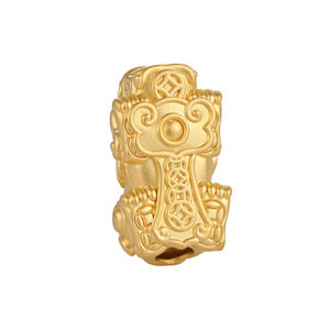 Accesorios de joyería artesanal con brillo de chorro de arena con cuentas de moda Ruyi Pixiu con cuentas de oro sólido de 24 quilates - Product Image 2