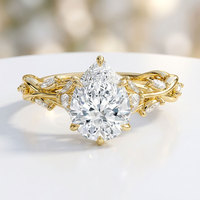 Bague Promise en Moissanite Taille Poire 3 carats, Argent 925, Filigrane Artistique, Cadeau Unique d'Anniversaire pour Femme