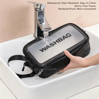 Sac cosmétique en PVC transparent givré imperméable avec logo personnalisé, fermeture éclair, trousse de toilette de voyage, ensemble de trousse de toilette pour femmes, noir, rose, blanc, bleu