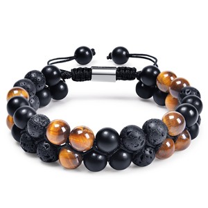 Vintage New Design Chunky <strong>Blue</strong> <strong>Tiger</strong> <strong>Eye</strong> Devil's <strong>Eye</strong> Beaded Agate Bracelet Protective <strong>Eyes</strong> Bohemian Braided Trendy Anniversary - Product Image 5
