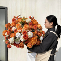 Centres de table orange vif de 70cm pour décoration de table de mariage Arrangement de fleurs artificielles vibrantes Décoration de la Saint-Valentin