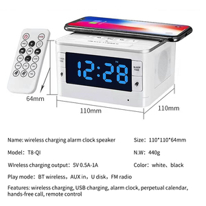 Loa Đồng Hồ Báo Thức Không Dây Cyboris T8, Đài <span class=keywords><strong>FM</strong></span>, Chức Năng Gọi Rảnh Tay, Điều Khiển Từ Xa-Hai Màu - Product Image 6