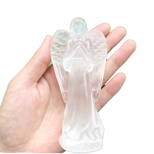 Vente en gros de pierres de guérison en sélénite naturelle Kindfull Crystal, artisanat en cristal, pierres polies sculptées, cristal de quartz de 12 cm, tendance - Product Image 1