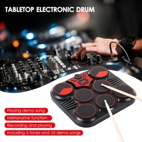Tambour électronique de table alimenté par USB/batterie 7 pads ensemble de batterie portable avec haut-parleurs intégrés batterie au lithium rechargeable