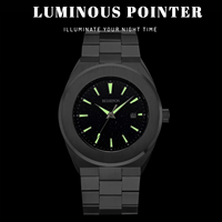 Montre à quartz pour homme avec logo personnalisé, boîtier plaqué or rose 42 mm, bracelet en acier inoxydable, cadran lumineux, étanche, montre de luxe OEM ODM