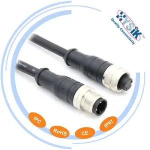 M12 Connector A-coded 2 3 4 5 8 Pin Male to Female Cables M12 CANopen Cable M12 Waterproof Connector Double Ended Molded PVC Cab