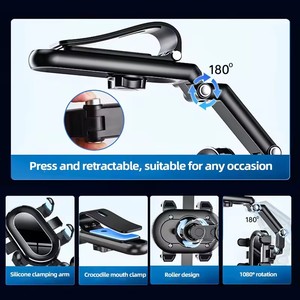 Xoay và có thể thu vào xe người giữ điện thoại Sun Visor phổ 1080 ° xoay người giữ điện thoại điện thoại di động người giữ xe gắn kết một bền - Product Image 4