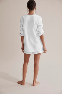 QINSI <span class=keywords><strong>Mujer</strong></span> 100% Algodón Cordón Manga larga Conjunto <span class=keywords><strong>Mujer</strong></span> 2 piezas Cuello en V Ropa de dormir Bolsillo de cuatro estaciones Ropa de dormir sólida - Product Image 3