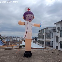 Personnage d'infirmière gonflable personnalisé pour l'hôpital et la publicité médicale en agitant le personnage d'infirmière heureuse danseuse du ciel pour les promotions