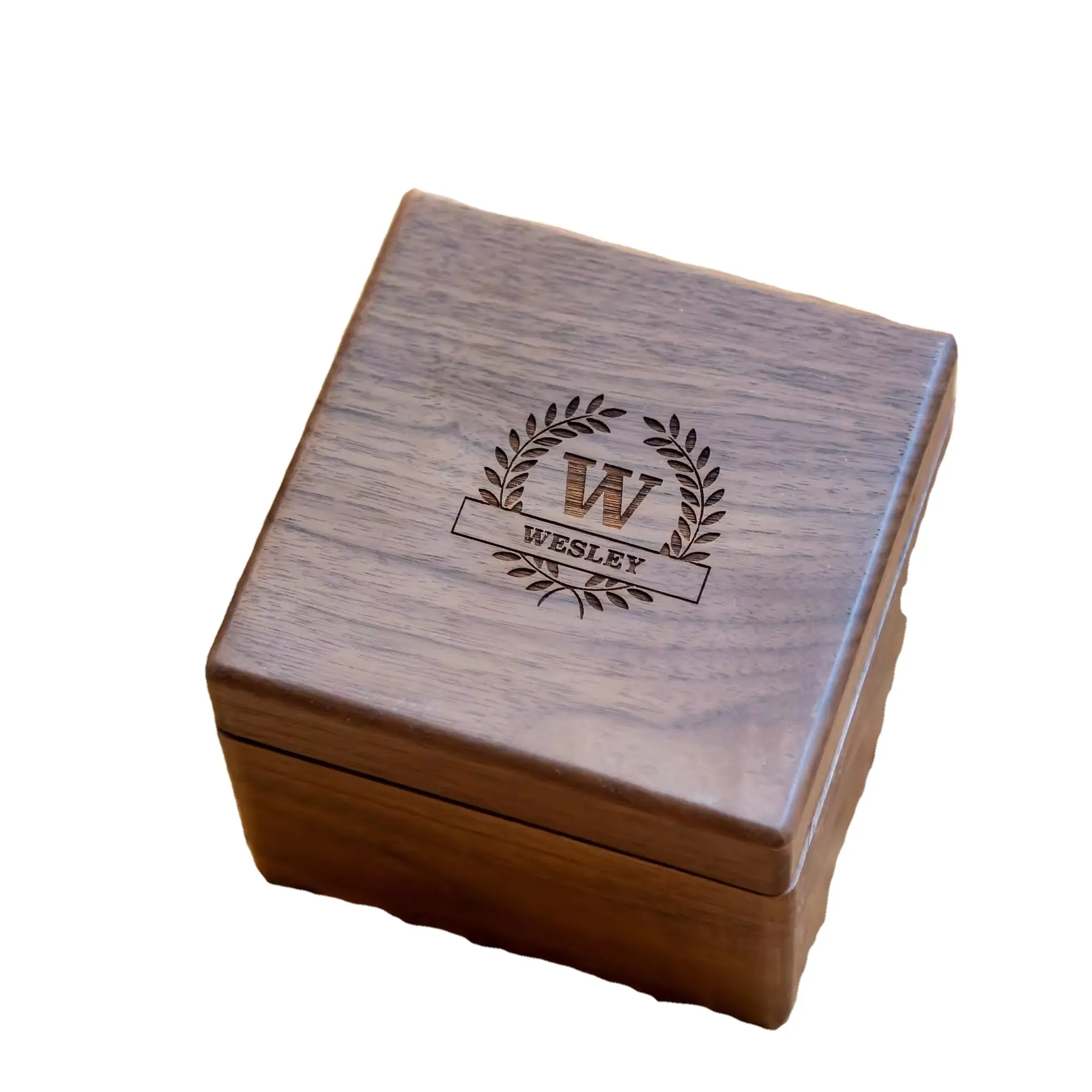 Square Walnut Wooden Craft Watch Gift Box Accessory Only-Dad Husband or Father's Day Gift Idea