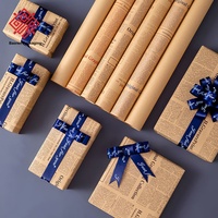 Carta da Regalo Floreale Stile Giornale Inglese Retrò Personalizzata Baoren Carta Riciclata Ecologica per Confezioni Artigianali