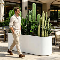 Pot de fleurs rectangulaire arrondi moderne en métal, jardinière extérieure anti-rouille avec revêtement en poudre pour projets commerciaux