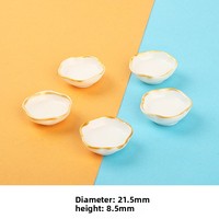 Vente en gros de mini bols et assiettes à bord doré, plateau, accessoires pour maison de poupée à l'échelle 1:12, vaisselle miniature en résine