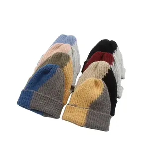 المألوف مصمم قبعات شتوية من التريكو مختلط الألوان شعبية قبعة صوفية لفصل الشتاء