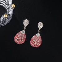 Nouvel Arrivage Transfrontalier Boucles d'oreilles à strass dégradés en forme de goutte d'eau exagérée, clous d'oreilles élégants, bijoux fantaisie E660