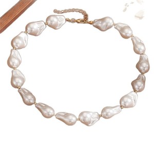 قلادة باروك من اللؤلؤ قلادة عتيقة بسيطة وصلة بسيطة ضيقة قابلة للتعديل للنساء هدية نحاسية بشكل غير منتظم - Product Image 5