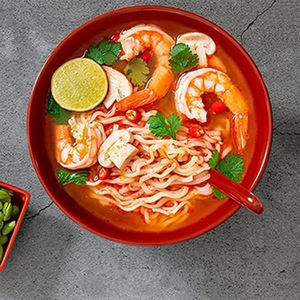 Bol à nouilles en mélamine <span class=keywords><strong>japonais</strong></span> incassable pas cher, ensemble de bols à ramen personnalisés avec baguettes et cuillère, bol à ramen noir et rouge pour restaurant - Product Image 5