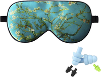 Masque de sommeil 100 % coton en gros avec bouchons d'oreille et pochette de voyage, sangle élastique réglable, idéal pour les cernes