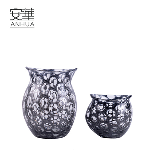 Juego de Jarrones de Vidrio Soplado a Mano, Estilo Art Deco Moderno, Negro con Puntos Blancos, Decorativos para el Hogar y Bodas - Product Image 5