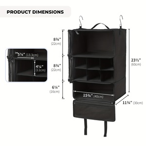 3-Shelf Travel Carry on Foldable Large Capacity Suitcase <b>Bags</b> Portable Collapsible Hanging Shelves Packing Cubes for Home - Product Image 3