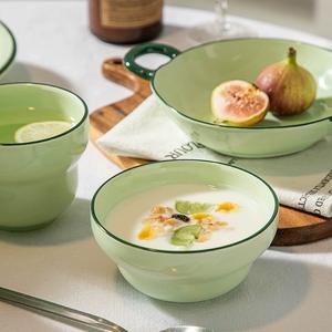 <span class=keywords><strong>Service</strong></span> de table en céramique verte nordique avec bord <span class=keywords><strong>doré</strong></span>, vaisselle de luxe, passe au lave-vaisselle et au micro-ondes, <span class=keywords><strong>service</strong></span> de restaurant - Product Image 4