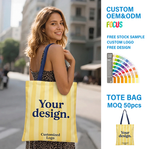 Bolsa de Lona Mediana de 12oz al por Mayor, con Logotipo Personalizado, Impresión Completa, Rayas, Estilo Boho, Verde Salvia, para Compras - Product Image 4