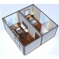 Pièces de maison conteneur plate moderne et respirante |   Fournisseur de matériaux de construction pour bâtiments de bureaux, ateliers extérieurs et centres commerciaux (1 chambre)