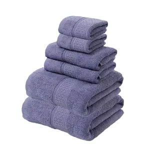 Quick Dry Terry High Quality Luxury 100% Cotton 6 Pcs Gift Bath Custom Logo Absorbent Thick Towel Setfor Home And Hotel