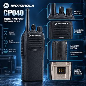 Radio Bidireccional Analógica Motorola CP040 CP140 CP200 VHF UHF 403 470 MHz Walkie Talkie para Hotel, Comercio Minorista, <span class=keywords><strong>Restaurante</strong></span>, Almacén, Fábrica - Product Image 2