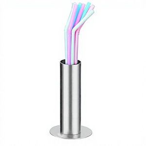 Stainless Steel Straw Holder New Design Stainless Steel Counter <b>Top</b> Straw Dispenser Straw Holder Wholesale - Product Image 1