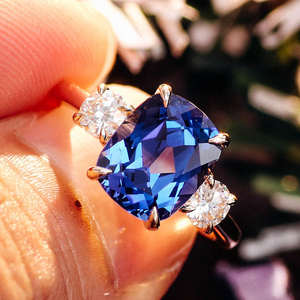 <span class=keywords><strong>Bague</strong></span> en or jaune 10, 14 ou 18 carats, sertie de diamants de laboratoire, de <span class=keywords><strong>saphir</strong></span> taille coussin ou de diamants cultivés, pour femme, personnalisable, pour mariage, alliance éternelle - Product Image 4