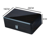 Kotak Penyimpanan Perhiasan Kayu Veneer Ebony Berkilau Tinggi dengan Jendela Transparan, Multi-Kompartemen, Lapisan Beludru, Organizer Jam Tangan dan Perhiasan Kecil