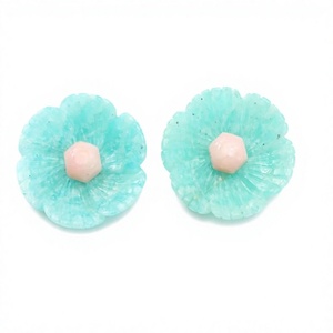 Piedras Preciosas de Aguamarina Natural Talladas en Forma de Flor con Centro Rosa, 29.5x30mm, 55 CT, Piedras Sueltas para Joyería de Jaura Jewels - Product Image 1