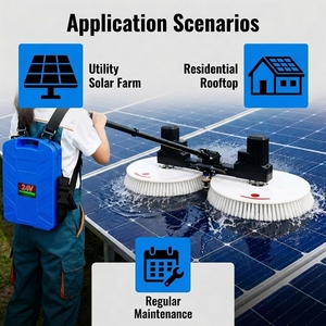 Robot de nettoyage de panneaux solaires à double tête télescopique, machine de lavage de panneaux photovoltaïques, kit de nettoyage électrique à alimentation en eau, outil de nettoyage - Product Image 5